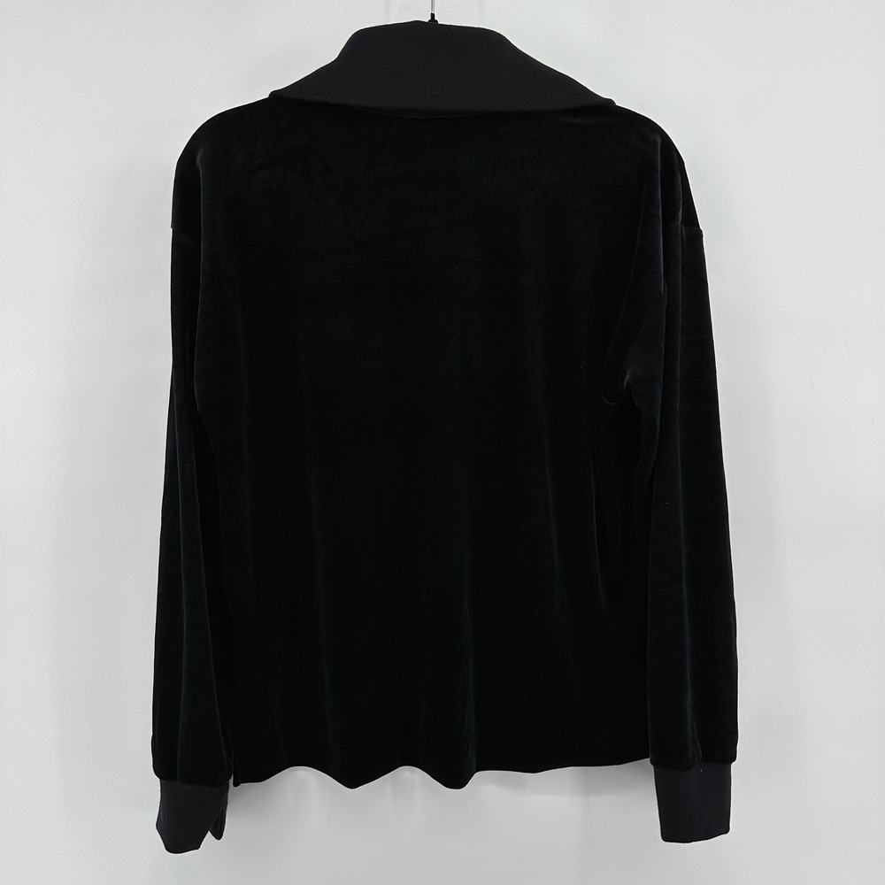 Spanx Plush Soft Velvet Half-Zip Pullover Very Black Sweatshirt Size Lg 20395R - Picture 3 of 9